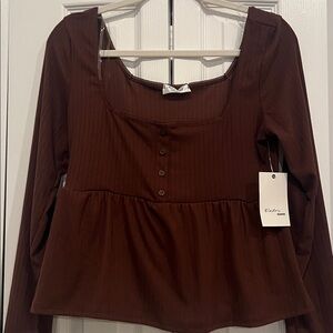 Electric behavior Brown Long Sleeve baby doll